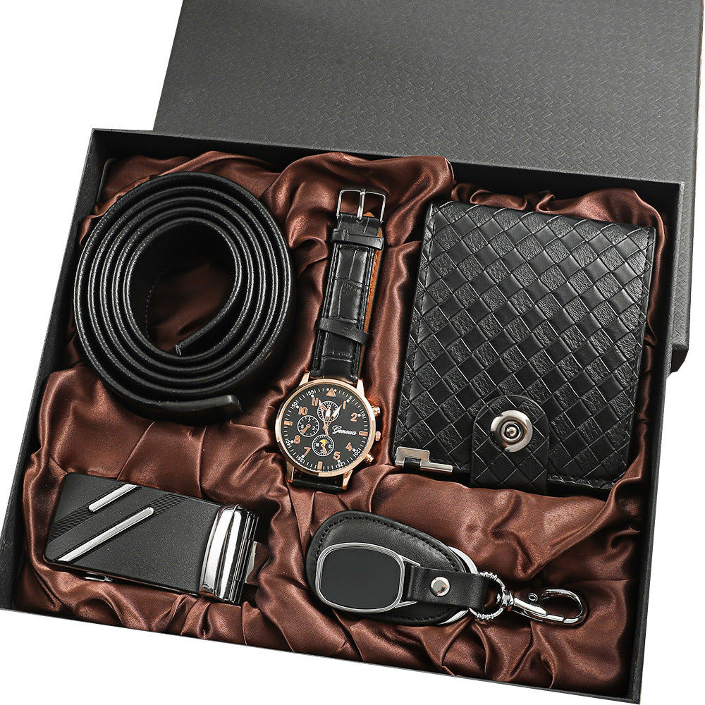 Confezione Regalo Uomo Orologio Cintura Portafoglio Portachiavi