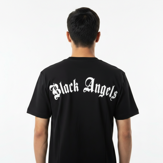 T-Shirt Maniche Corte Stampa Angel Nera