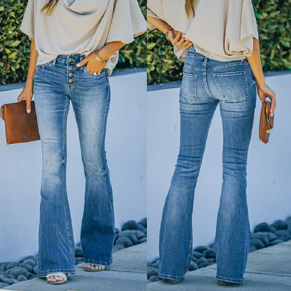 Jeans a Zampa Vita Alta da Donna