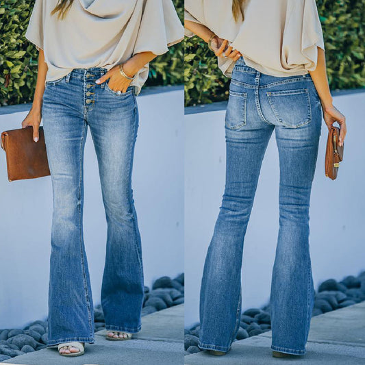 Jeans a Zampa Vita Alta da Donna
