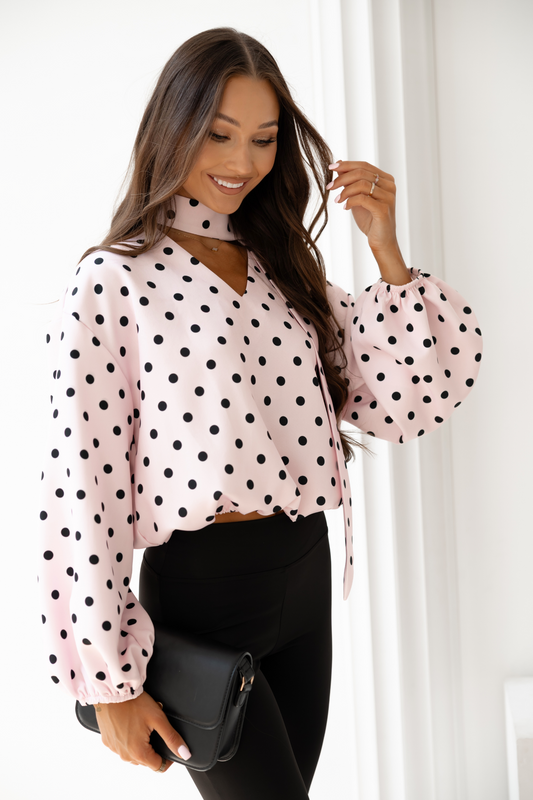 Blusa a pois color rosa cipria