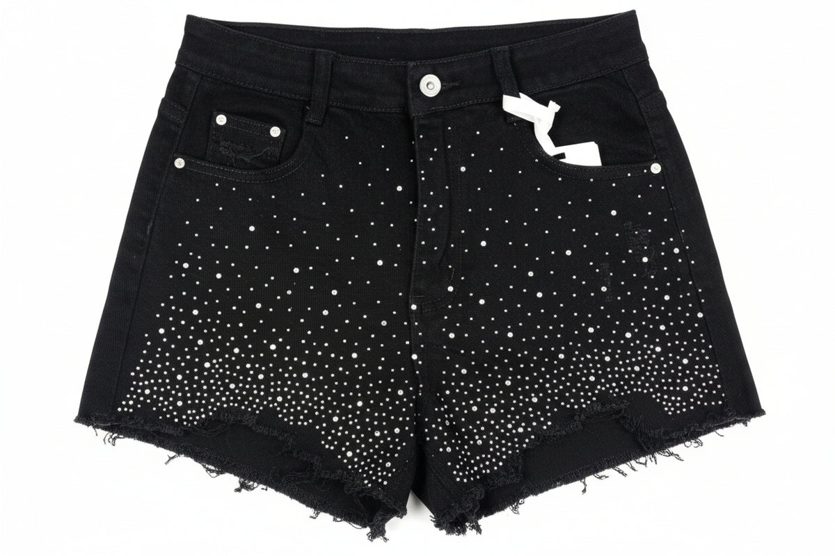 pantaloncini donna brillantini neri