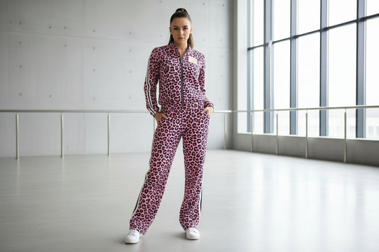 tuta donna leopardata rosa