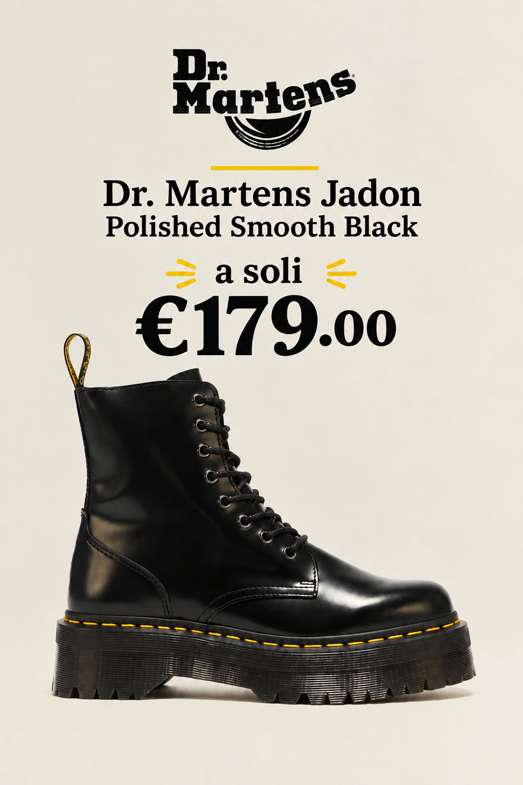 Dr. Martens Jadon Polished Smooth Black – Anfibi donna platform